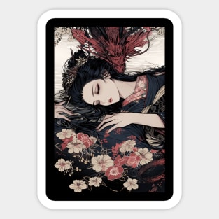 Geisha and Dragon 7909 Sticker